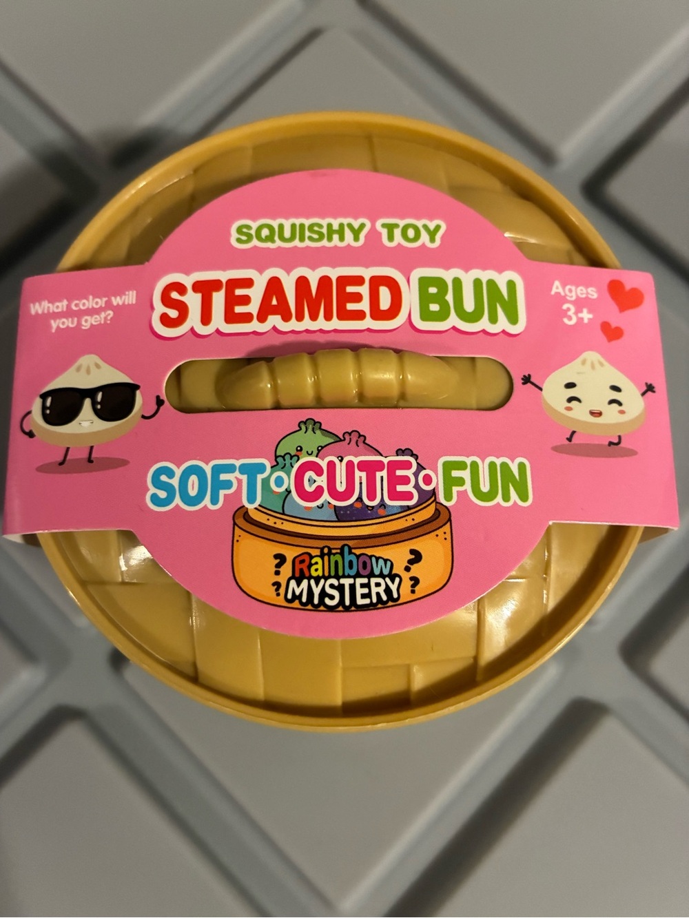 Steamed Bun Squishy Toy - Pink & Yellow - Soft Cute Fun
